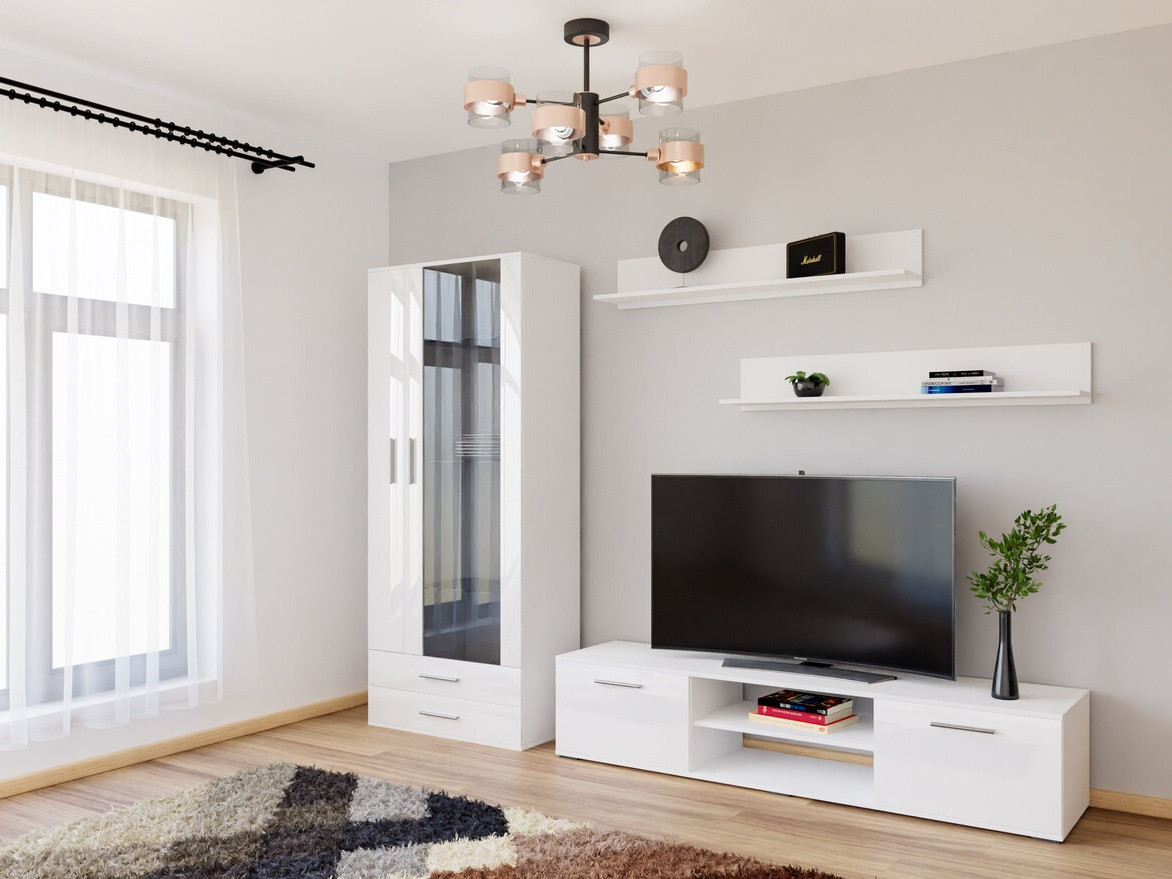 Viesistabas komplekts Tornola 115 (Balts + Glancēts balts)