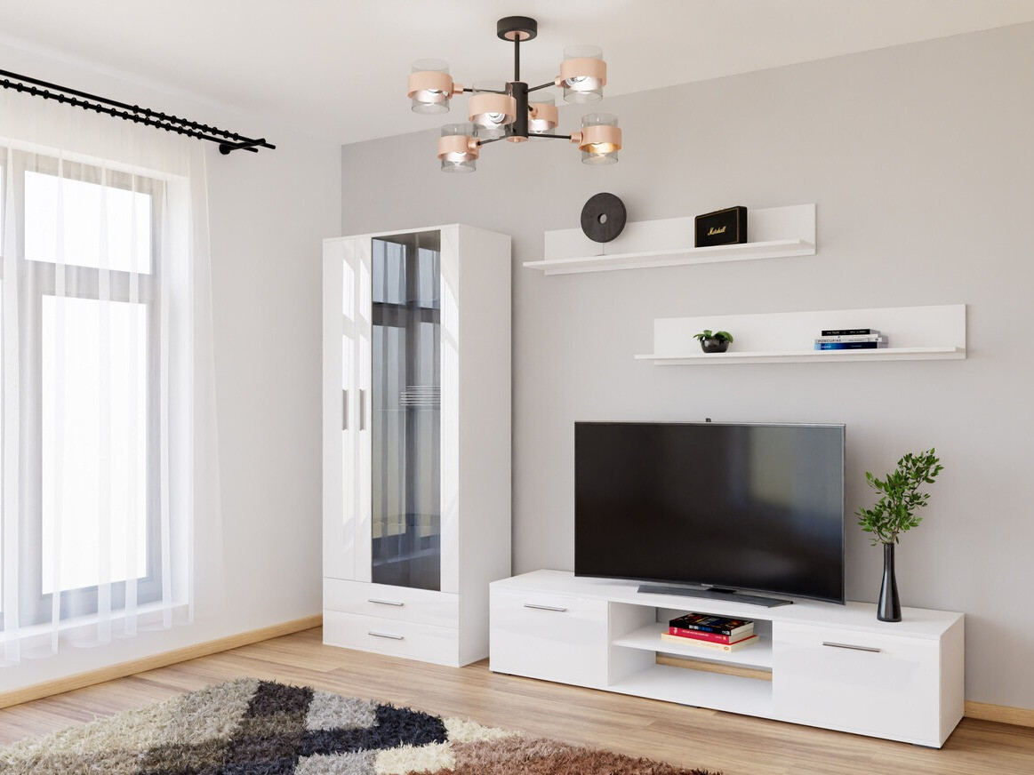 Viesistabas komplekts Tornola 115 (Balts + Glancēts balts)