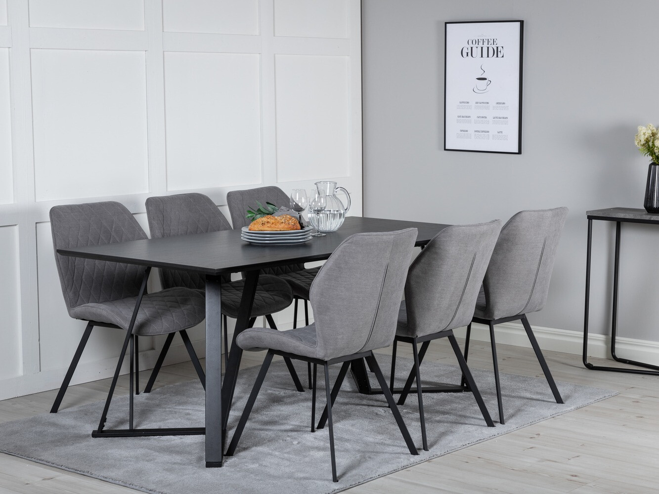 Ēdamistabas komplekts Dallas 1685 (Pelēks + Melns)