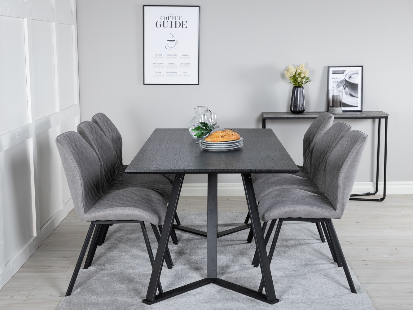 Ēdamistabas komplekts Dallas 1685 (Pelēks + Melns)