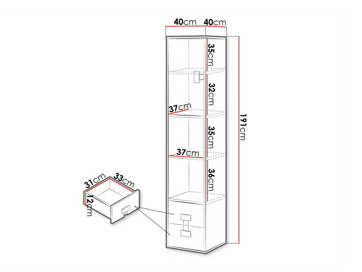 Стеллаж Florevi 111 (Глянцевый белый + Artisan дуб)