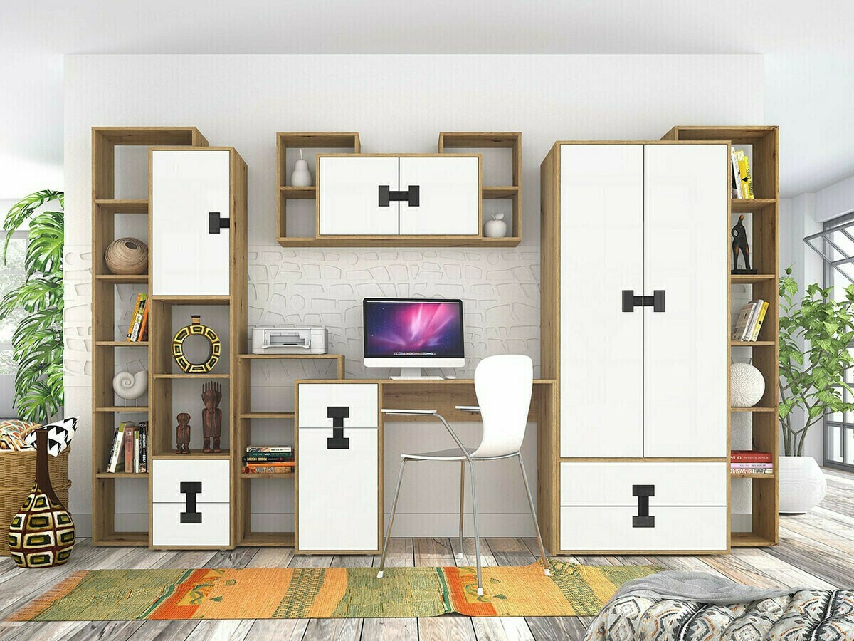 Стеллаж Florevi 111 (Матовый белый + Artisan дуб)