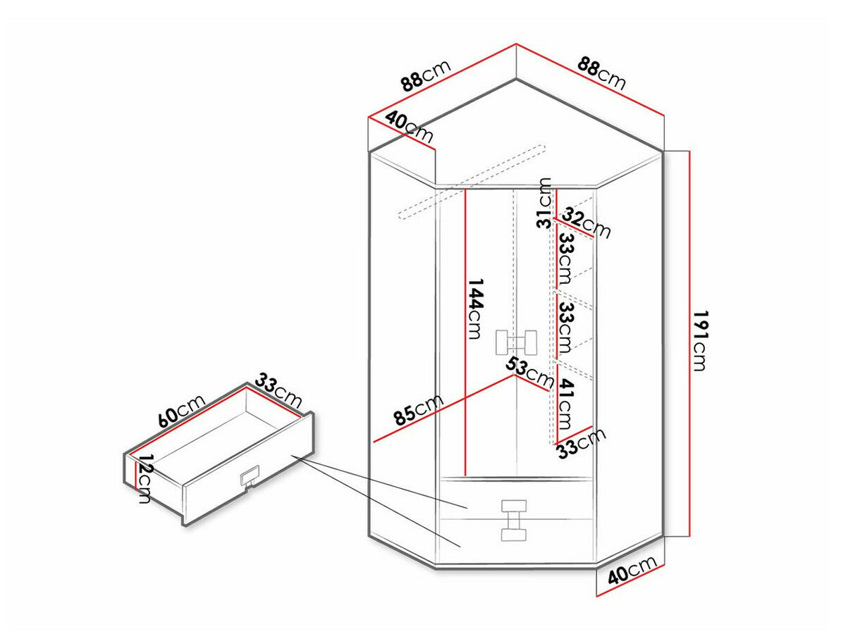 Stūra skapis Florevi 114 (Artisan ozols)