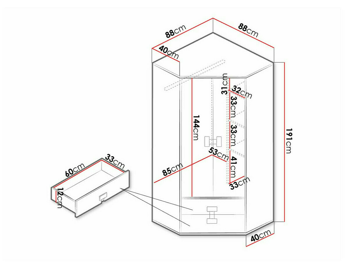 Угловой шкаф Florevi 114 (Глянцевый белый + Artisan дуб)