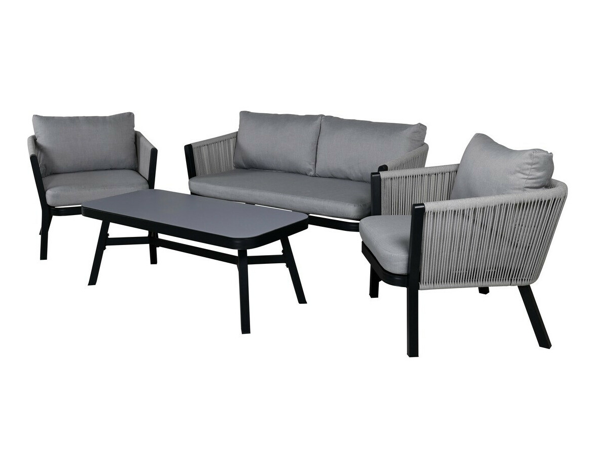 Dārza mēbeļu komplekts Dallas 2175 (Balts + Melns + Pelēks)