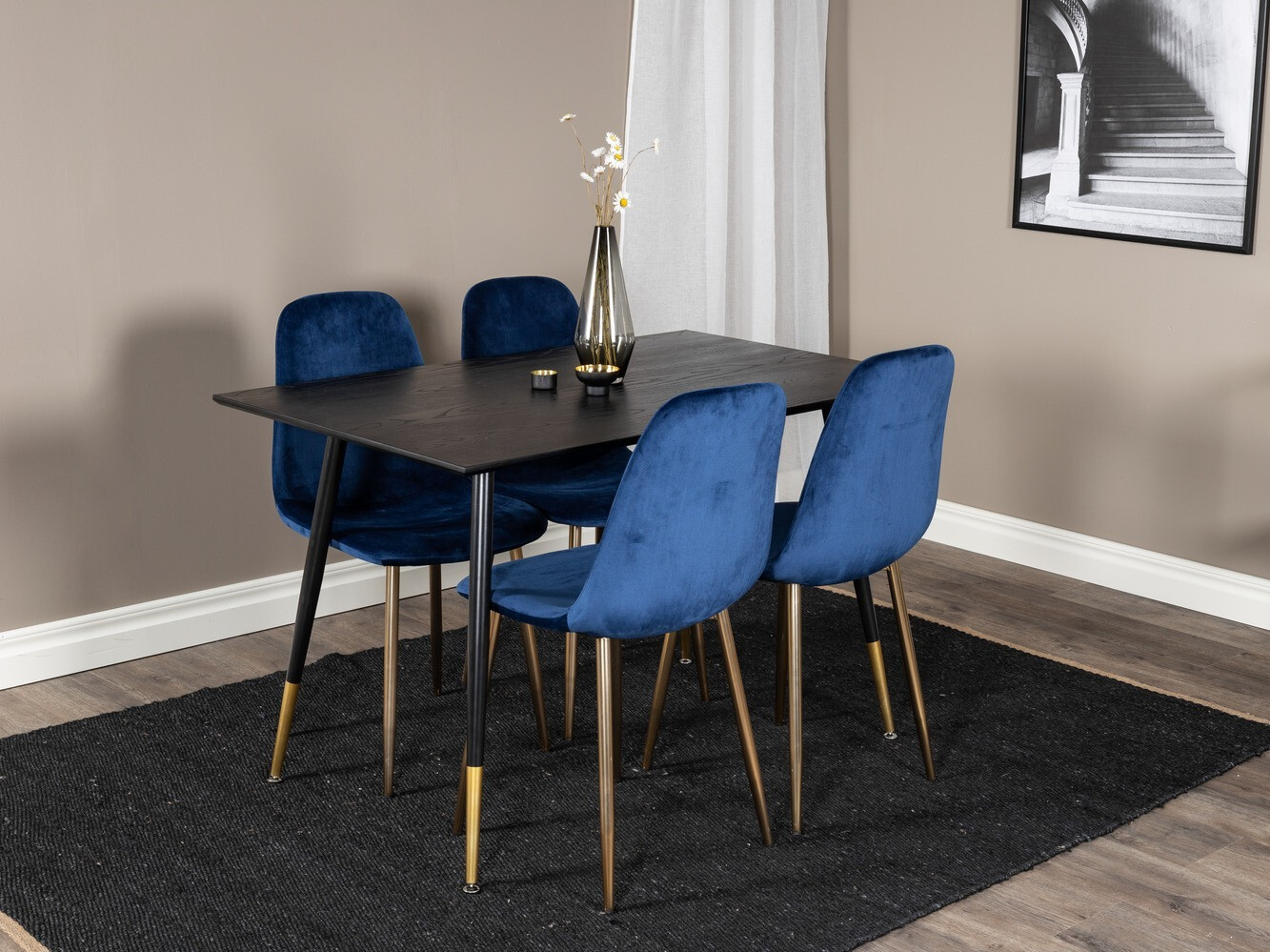 Ēdamistabas komplekts Dallas 1693 (Zils + zelta)