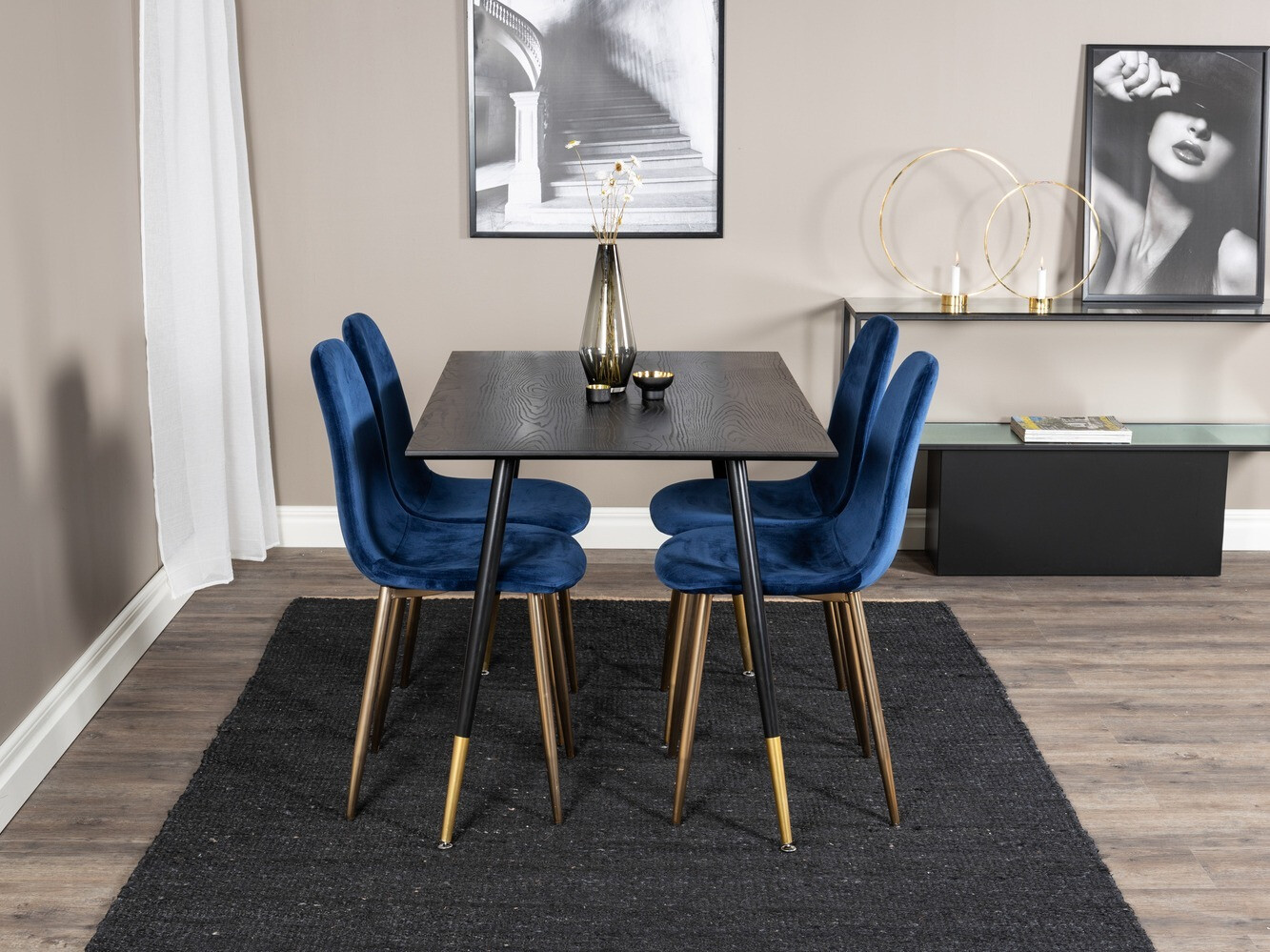 Ēdamistabas komplekts Dallas 1693 (Zils + zelta)