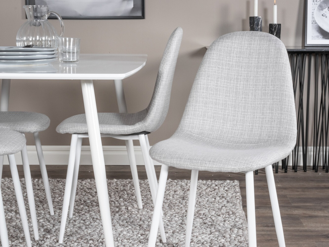 Ēdamistabas komplekts Dallas 2040 (Balts + Gaiši pelēks)