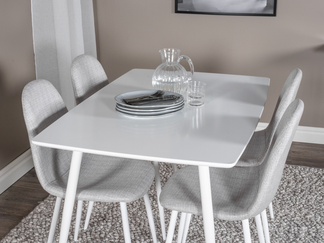 Ēdamistabas komplekts Dallas 2040 (Balts + Gaiši pelēks)