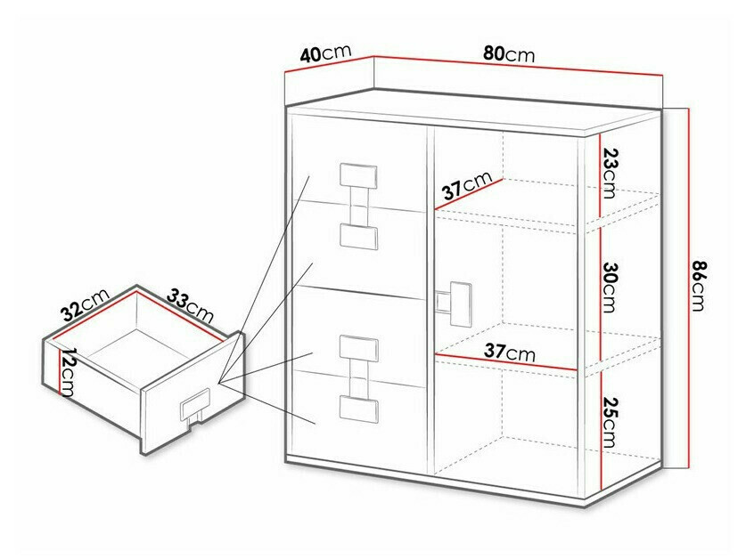 Kомод Florevi 103 (Глянцевый белый + Artisan дуб)