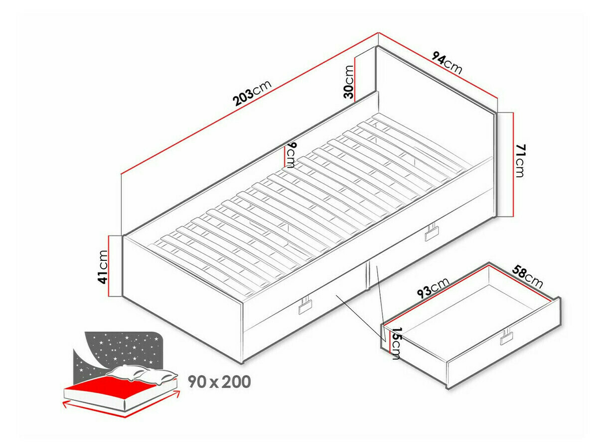 Кровать Florevi 106 (Глянцевый белый + Artisan дуб)