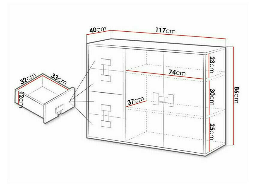 Kumode Florevi 102 (Glancēts balts + Artisan ozols)