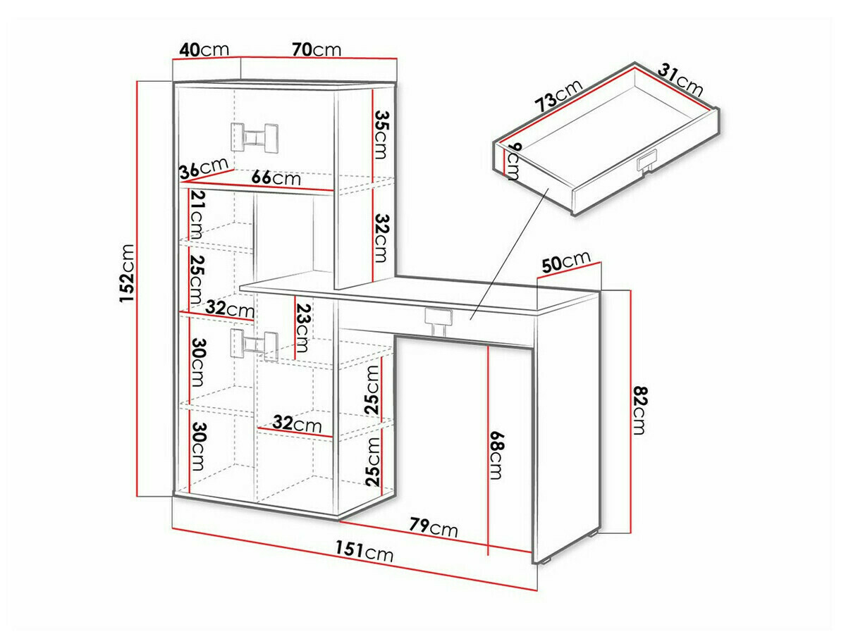 Письменный cтол Florevi 101 (Глянцевый белый + Artisan дуб)