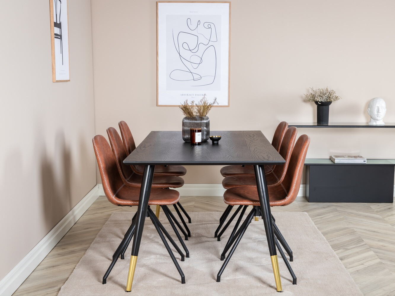 Ēdamistabas komplekts Dallas 2578 (Melns + Misiņš)