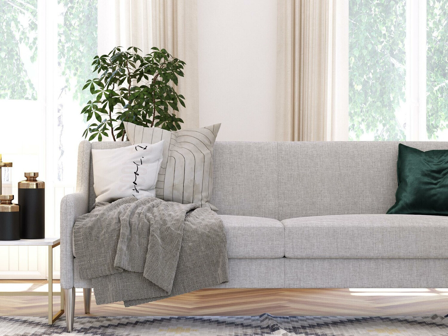 Диван CosmoLiving by Cosmopolitan 124 (Светло-серый + Серебряный)