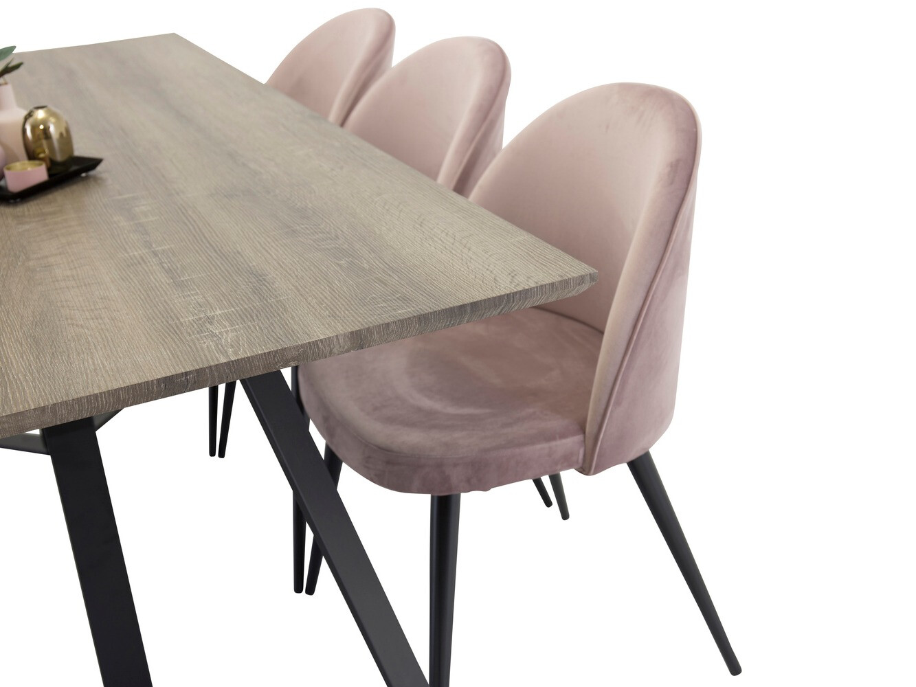 Ēdamistabas komplekts Dallas 340 (Dusty rozā + Melns)
