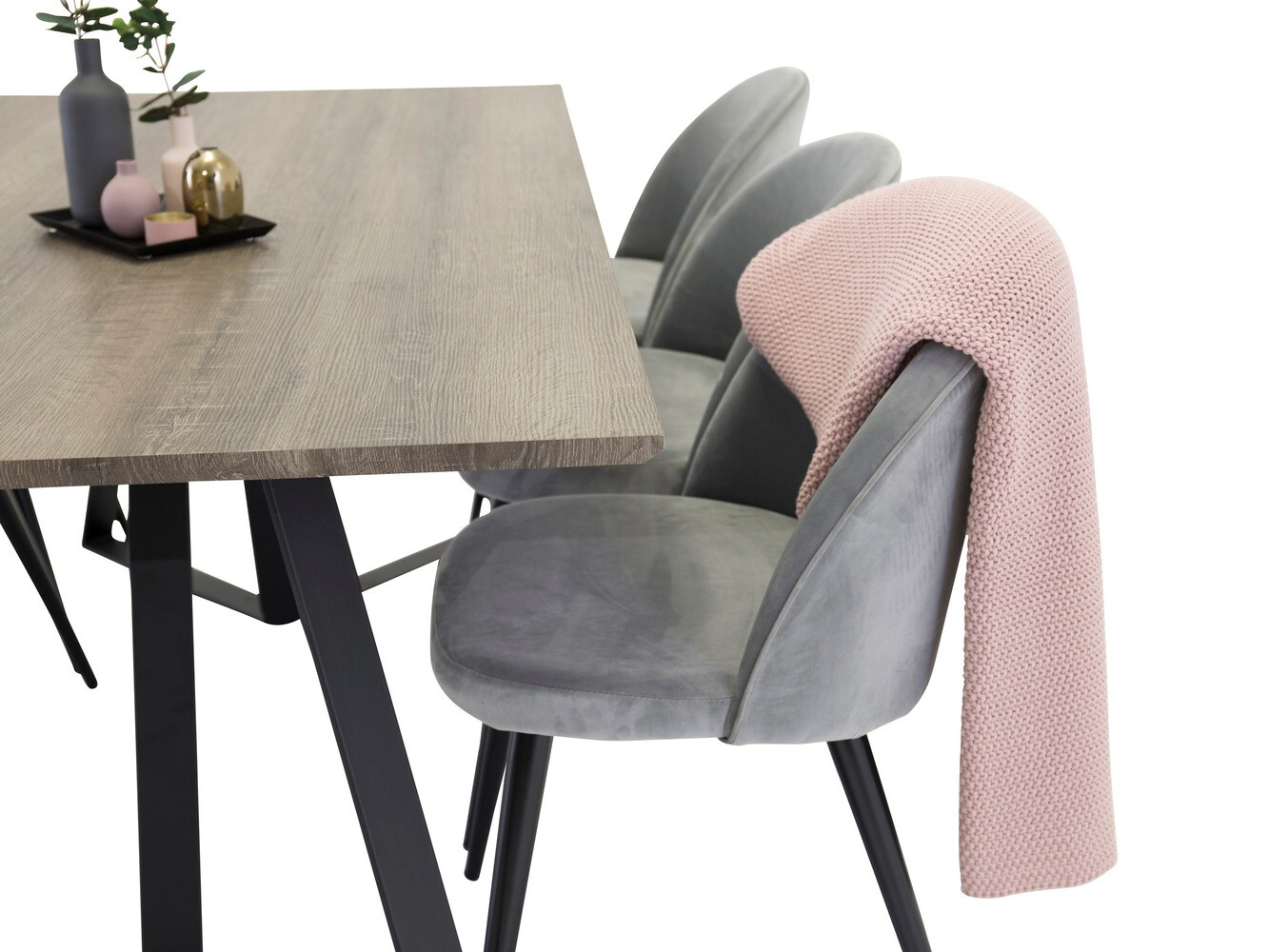 Ēdamistabas komplekts Dallas 340 (Pelēks + Melns)