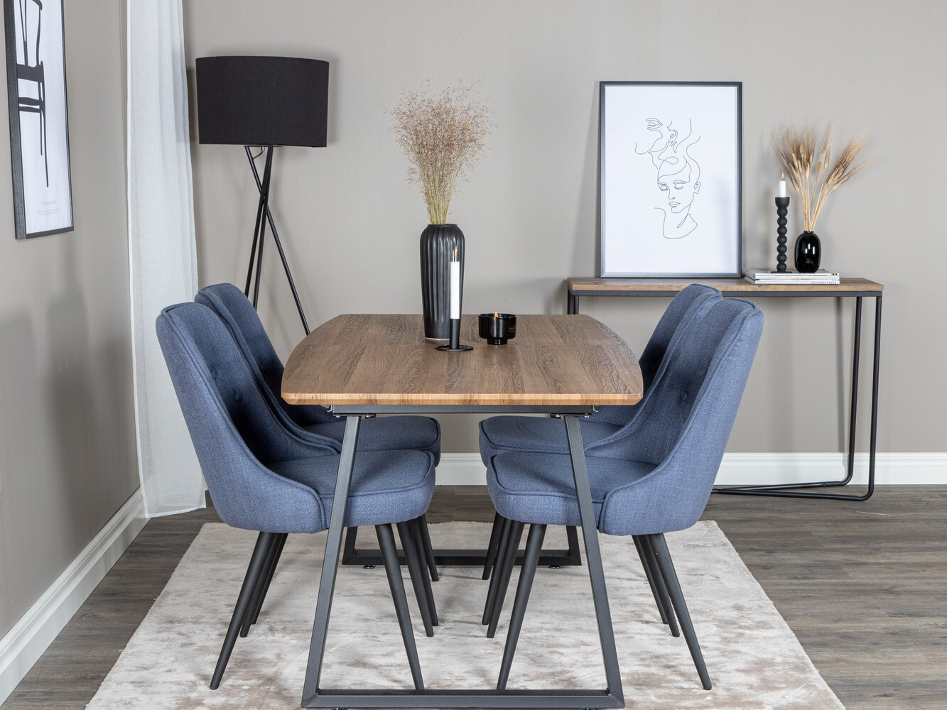 Обеденный гарнитур Dallas 332 (Синий + Чёрный)