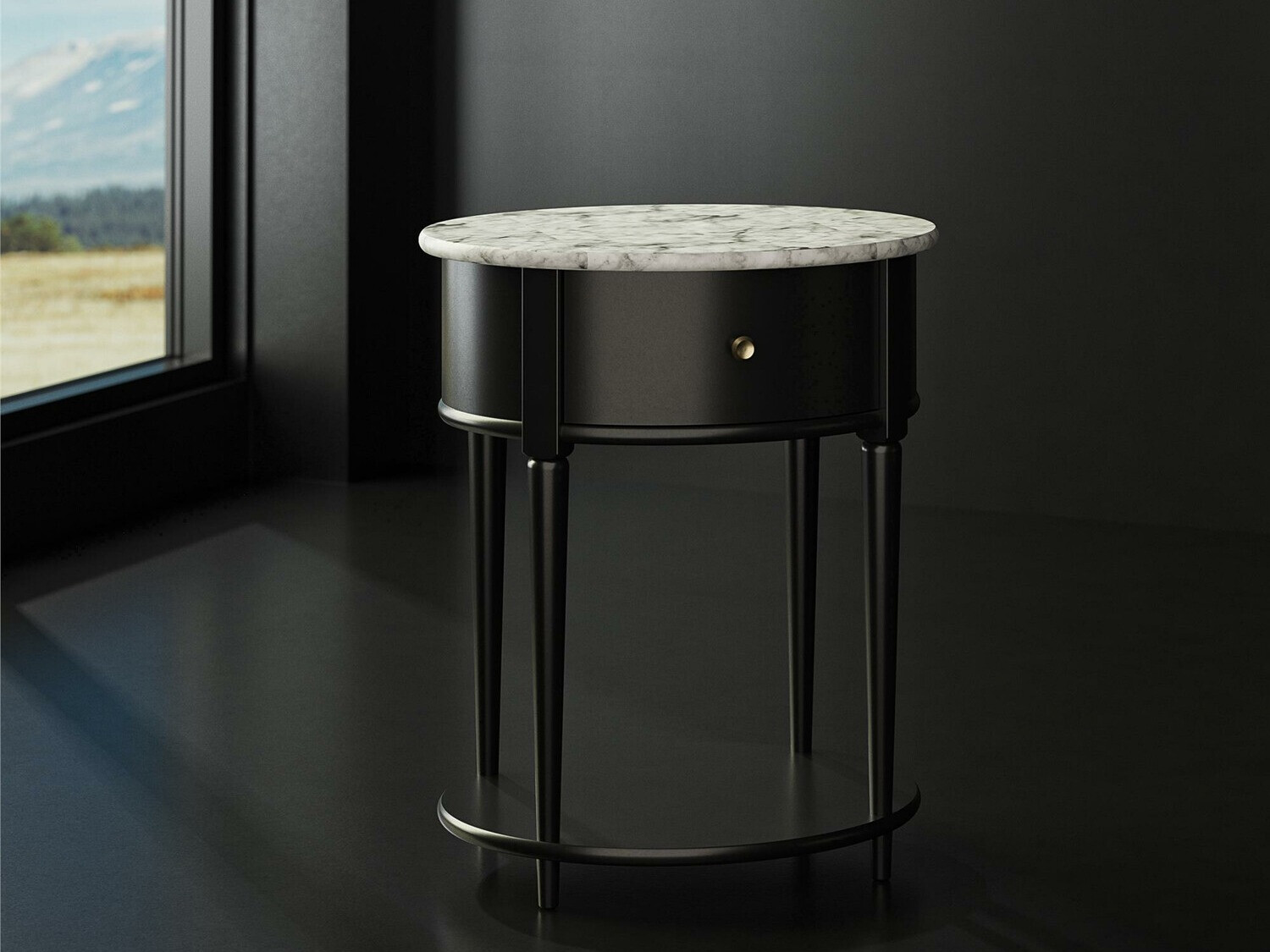 Kafijas galdiņš Tulsa 233 (Melns + Balts marmors)