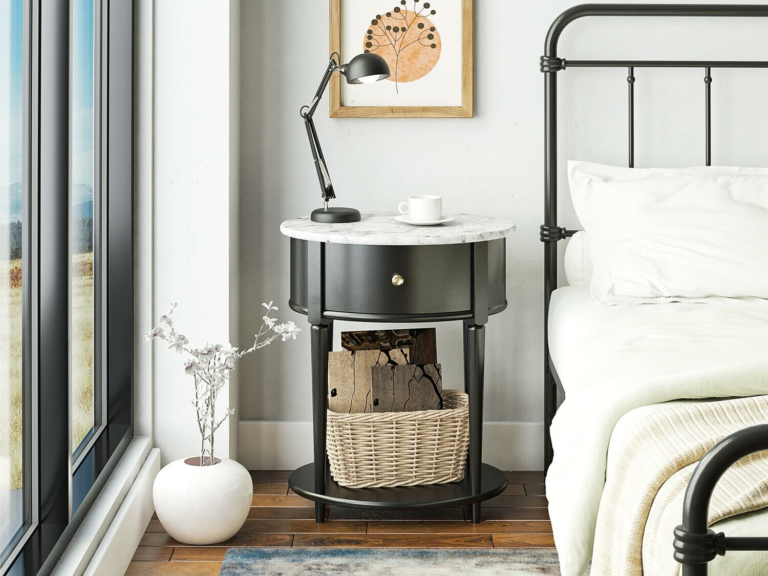 Кофейный столик Tulsa 233 (Чёрный + Белый мрамор)