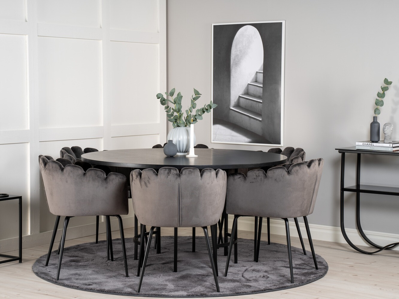 Ēdamistabas komplekts Dallas 312 (Pelēks + Melns)