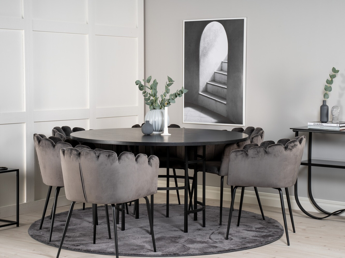 Ēdamistabas komplekts Dallas 312 (Pelēks + Melns)