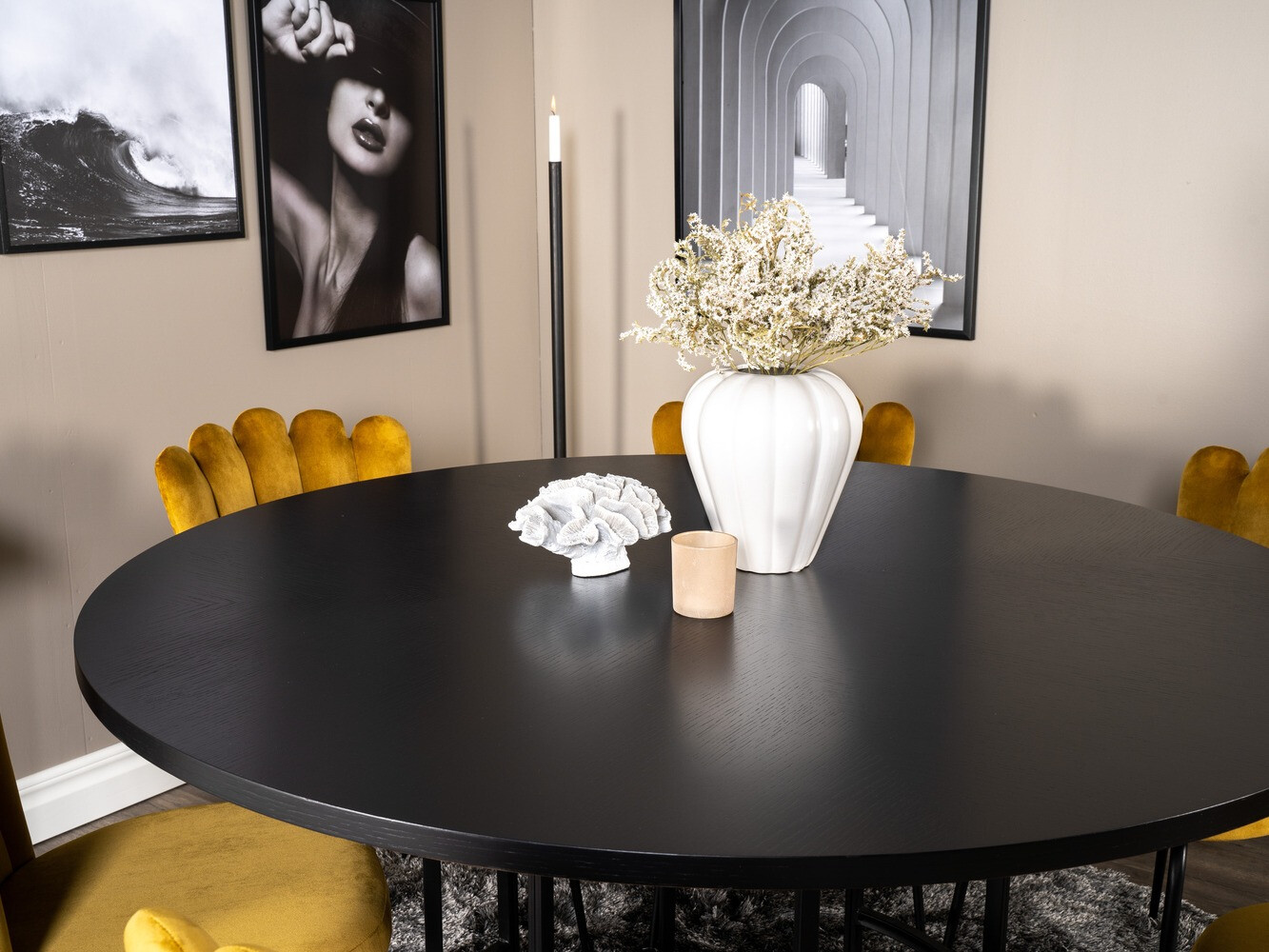 Ēdamistabas komplekts Dallas 317 (Dzeltens + Melns)