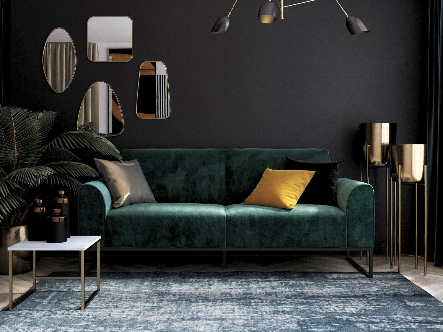 Dīvāns gulta CosmoLiving by Cosmopolitan 125 (Melns + Zaļš)