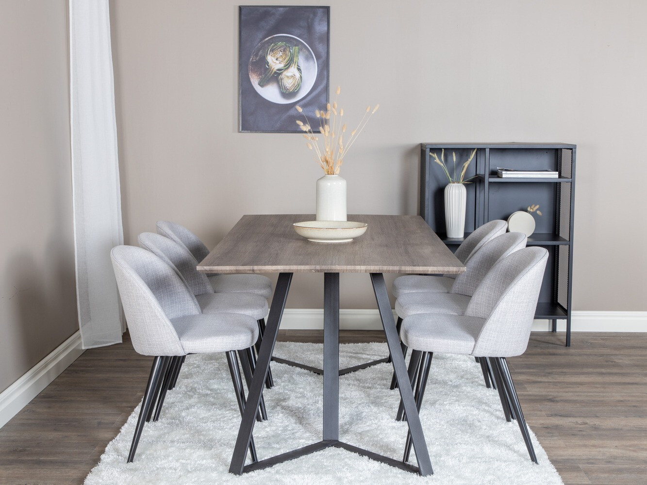 Ēdamistabas komplekts Dallas 340 (Gaiši pelēks + Melns)