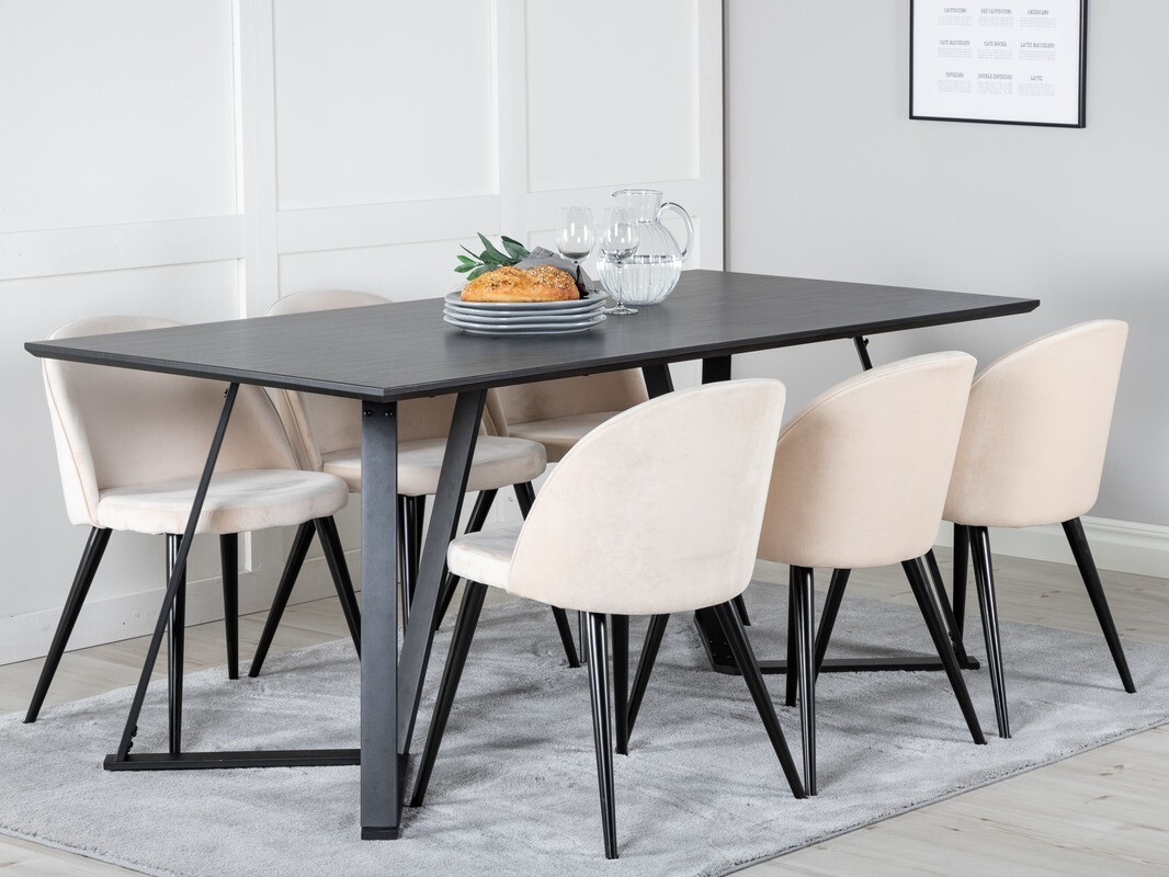 Ēdamistabas komplekts Dallas 360 (Bēšs + Melns)