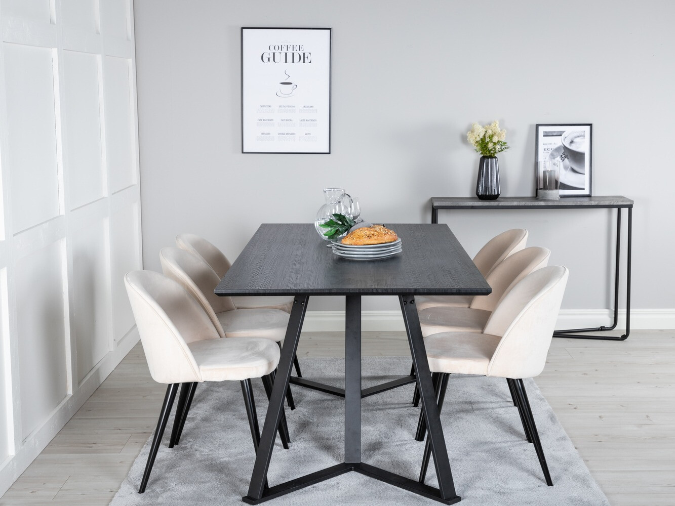 Ēdamistabas komplekts Dallas 360 (Bēšs + Melns)