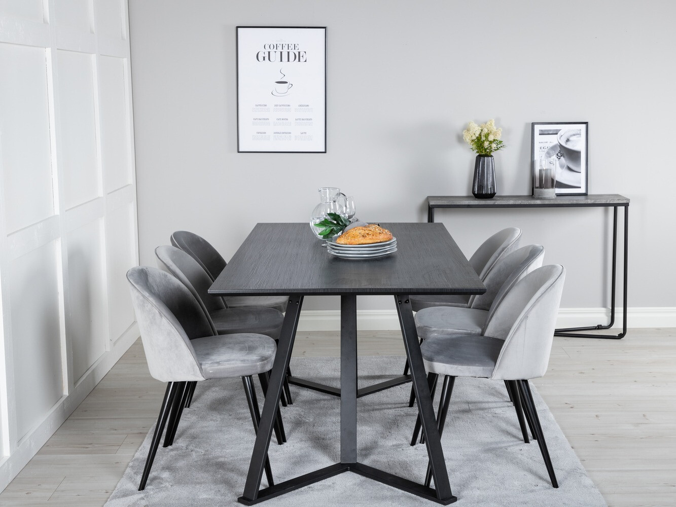 Ēdamistabas komplekts Dallas 360 (Pelēks + Melns)
