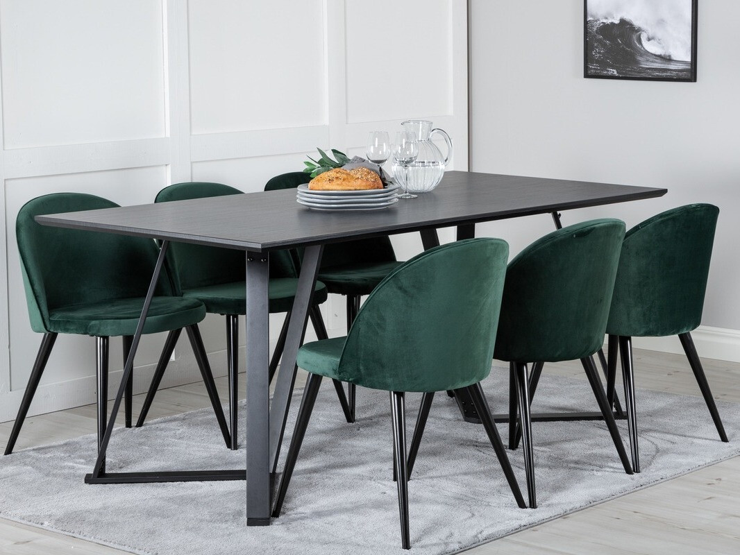 Ēdamistabas komplekts Dallas 360 (Zaļš + Melns)