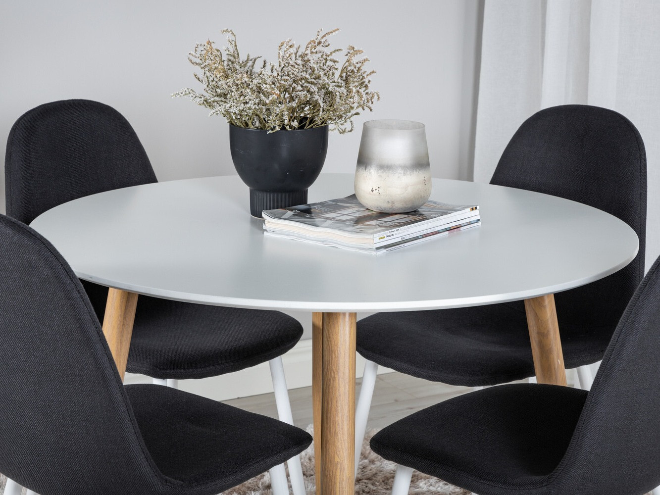 Ēdamistabas komplekts Dallas 291 (Melns + Balts)