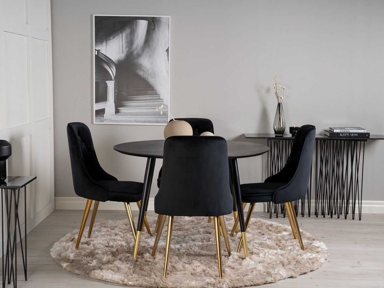 Ēdamistabas komplekts Dallas 1178 (Melns + Zelta)