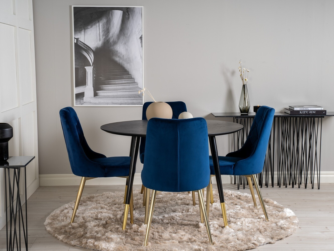 Ēdamistabas komplekts Dallas 1178 (Zils + Zelta)