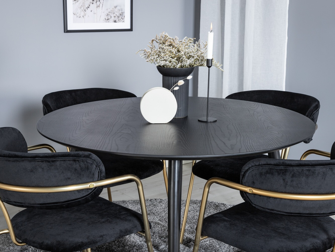 Ēdamistabas komplekts Dallas 1180 (Melns + Zelta)