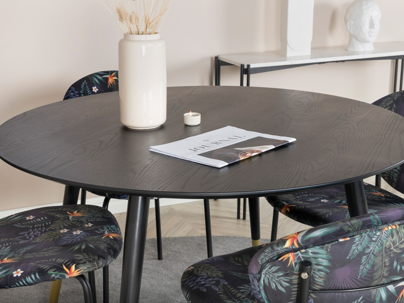 Ēdamistabas komplekts Dallas 1186 (Ziedu raksts + Melns)