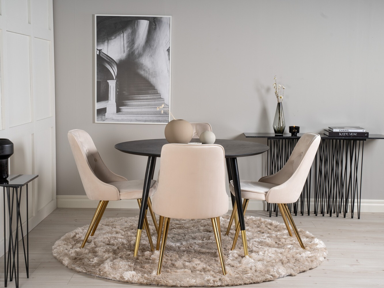 Обеденный гарнитур Dallas 1178 (Бежевый + Золотой)