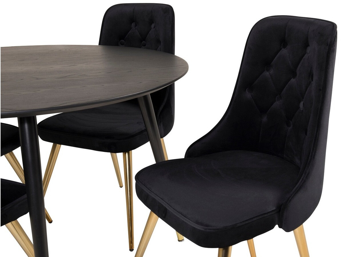 Обеденный гарнитур Dallas 1178 (Чёрный + Золотой)