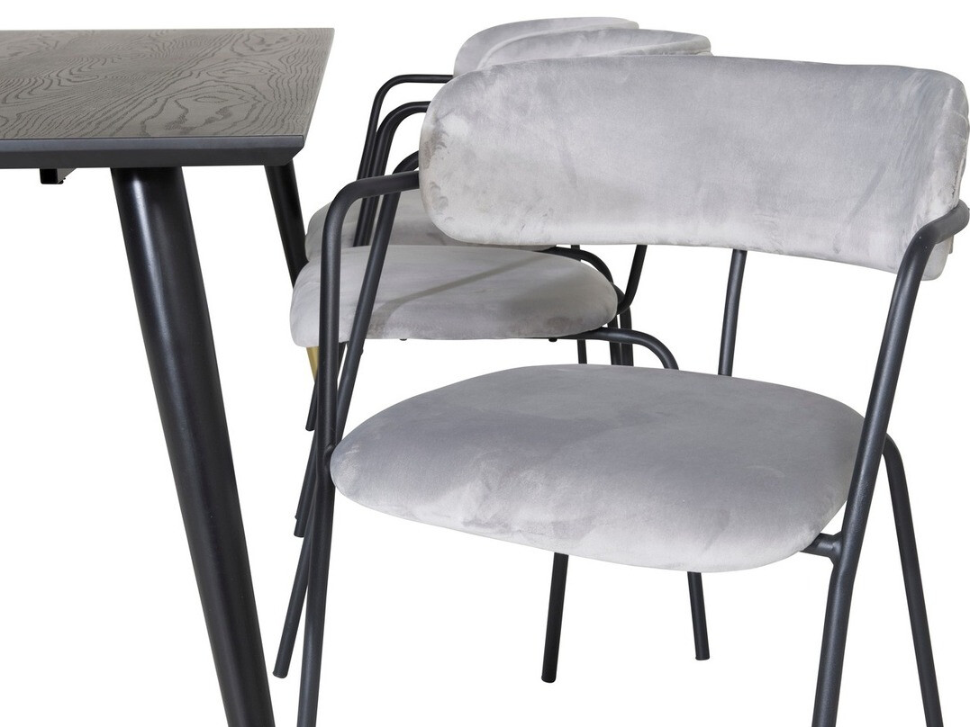 Ēdamistabas komplekts Dallas 1258 (Pelēks + Melns)