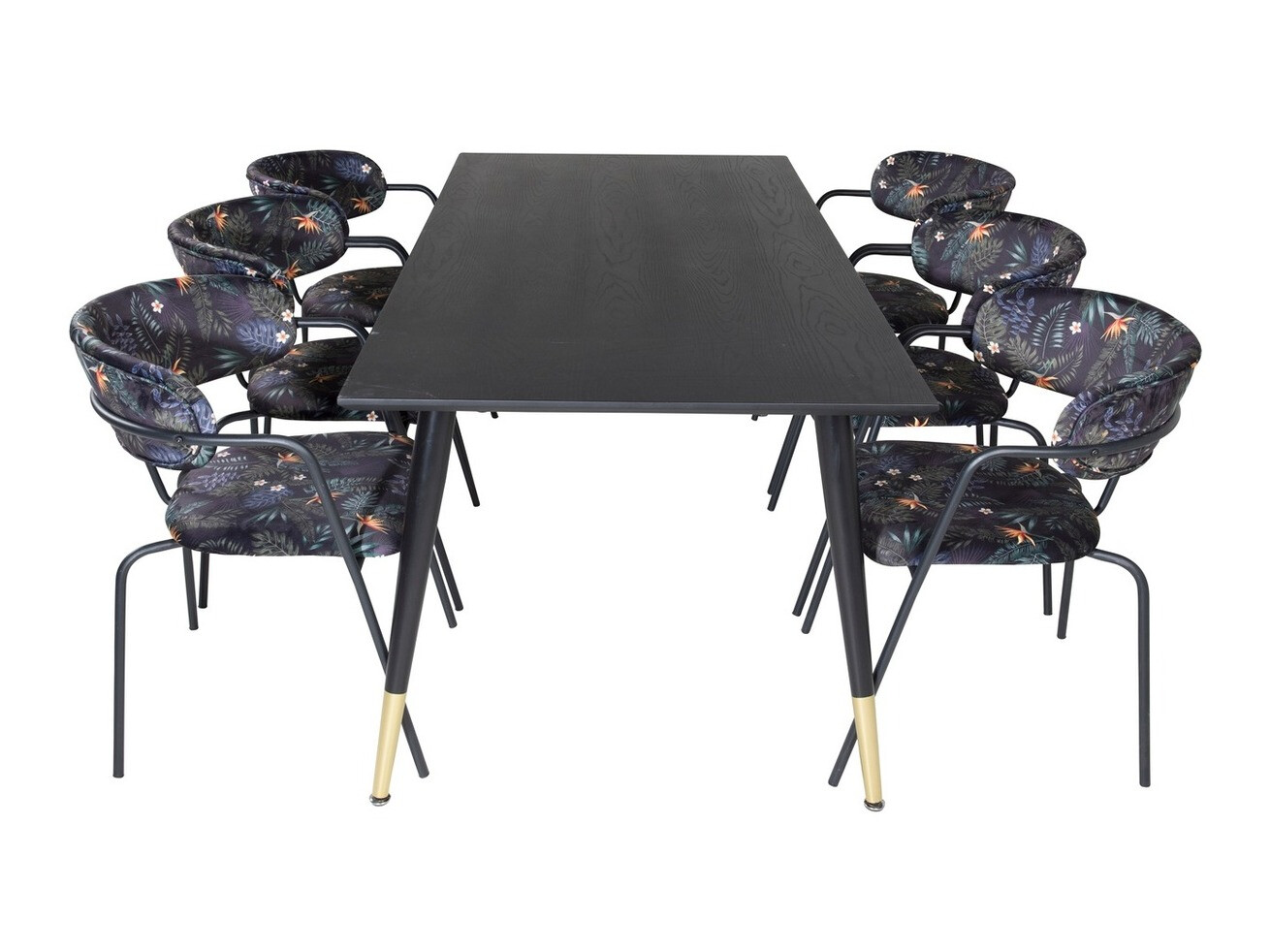 Обеденный гарнитур Dallas 1258 (Цветочный узор + Чёрный)