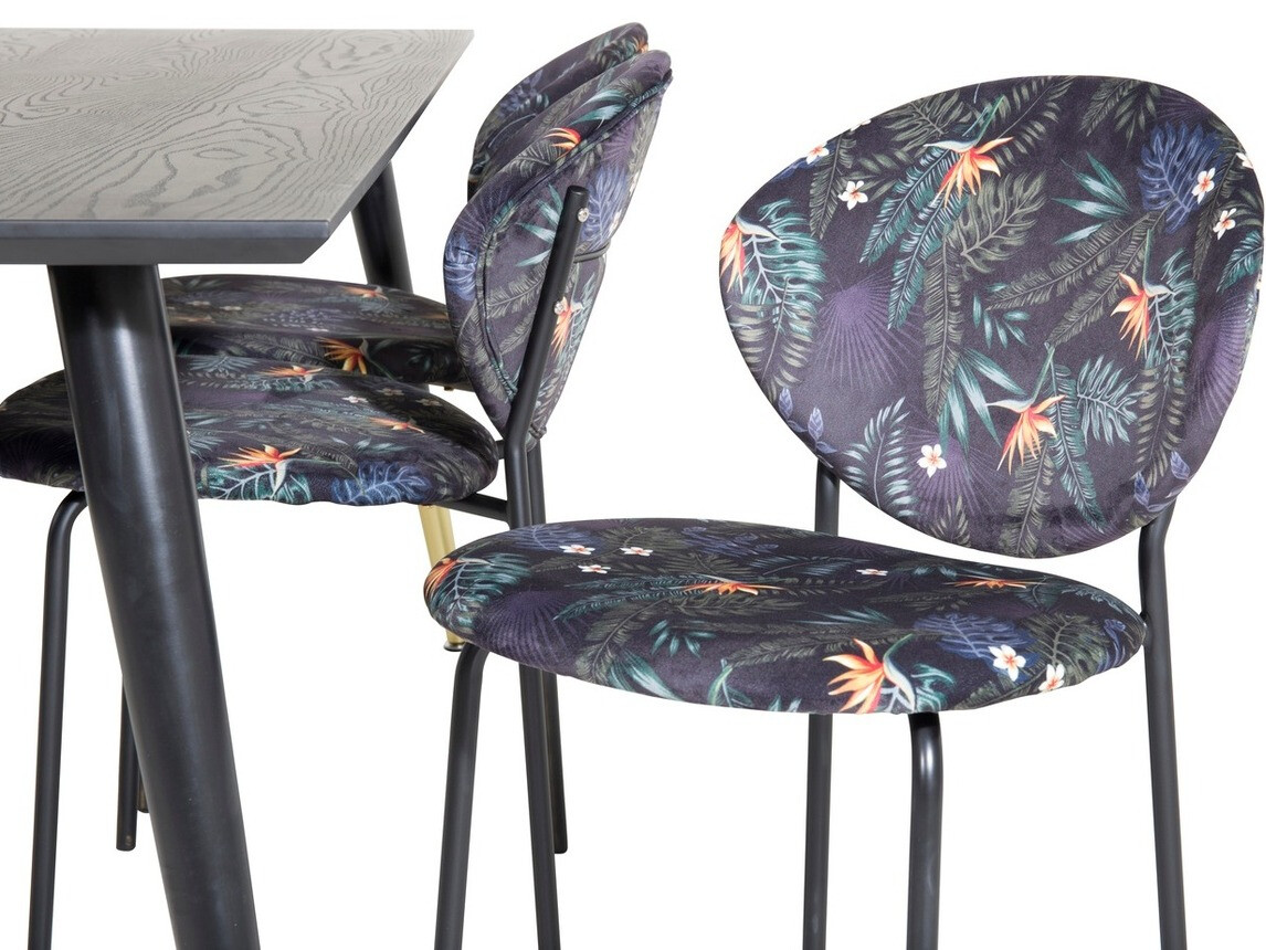 Обеденный гарнитур Dallas 1260 (Цветочный узор + Чёрный)