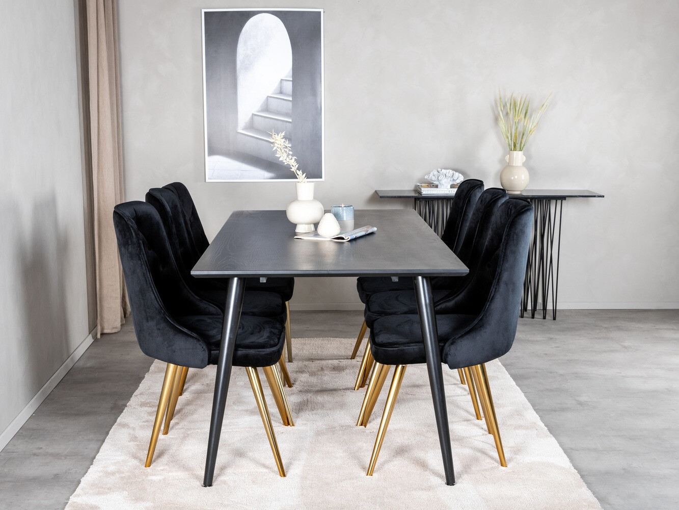 Ēdamistabas komplekts Dallas 1336 (Melns + zelta)