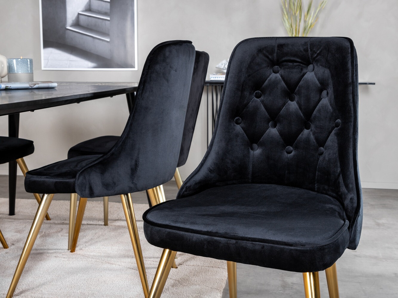 Ēdamistabas komplekts Dallas 1336 (Melns + zelta)