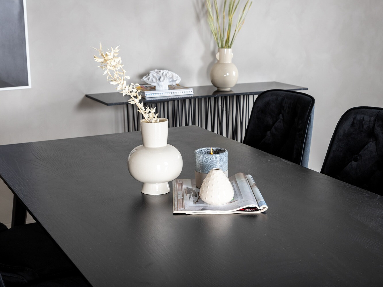 Обеденный гарнитур Dallas 1336 (Чёрный + золотой)