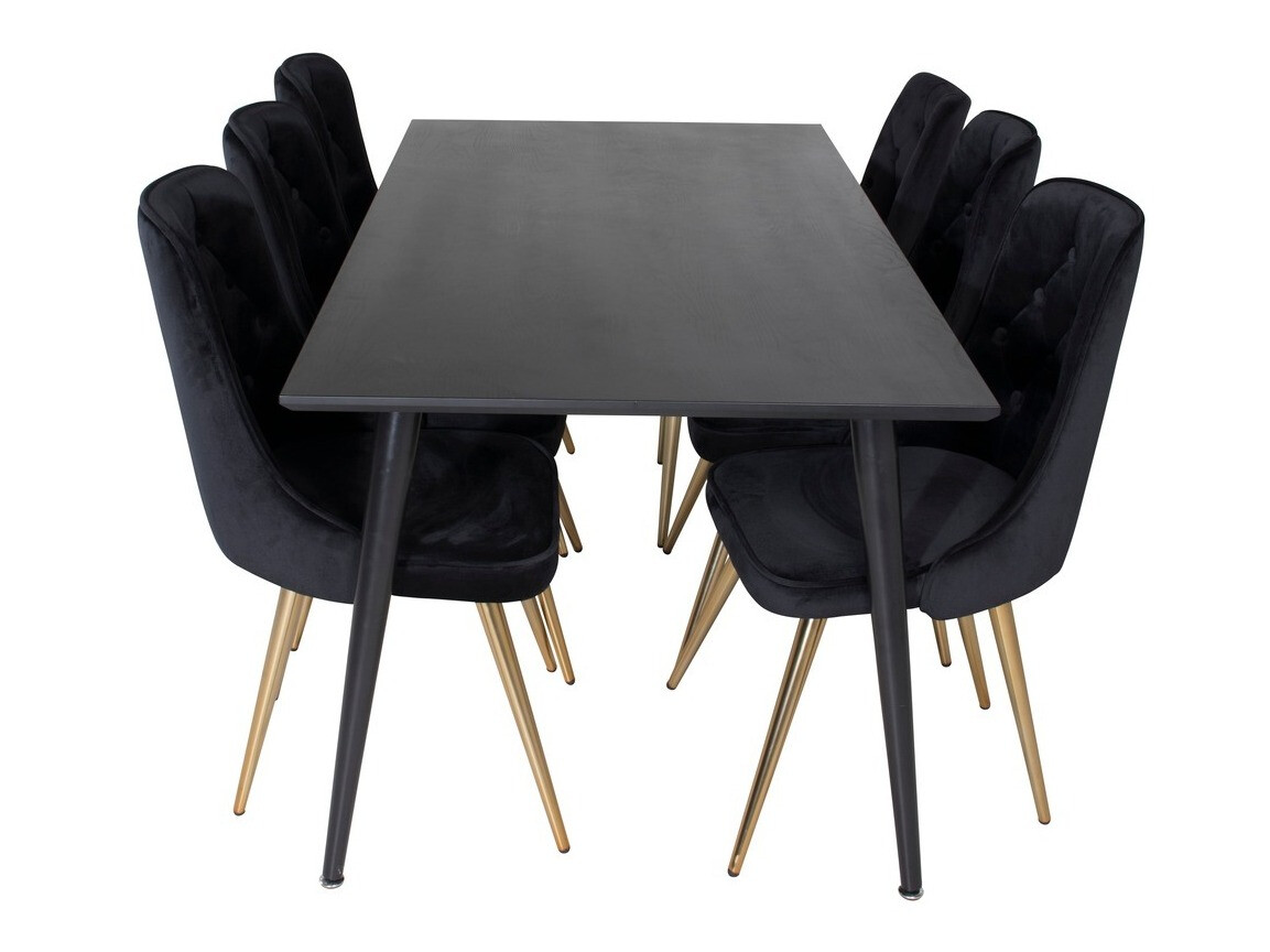 Обеденный гарнитур Dallas 1336 (Чёрный + золотой)