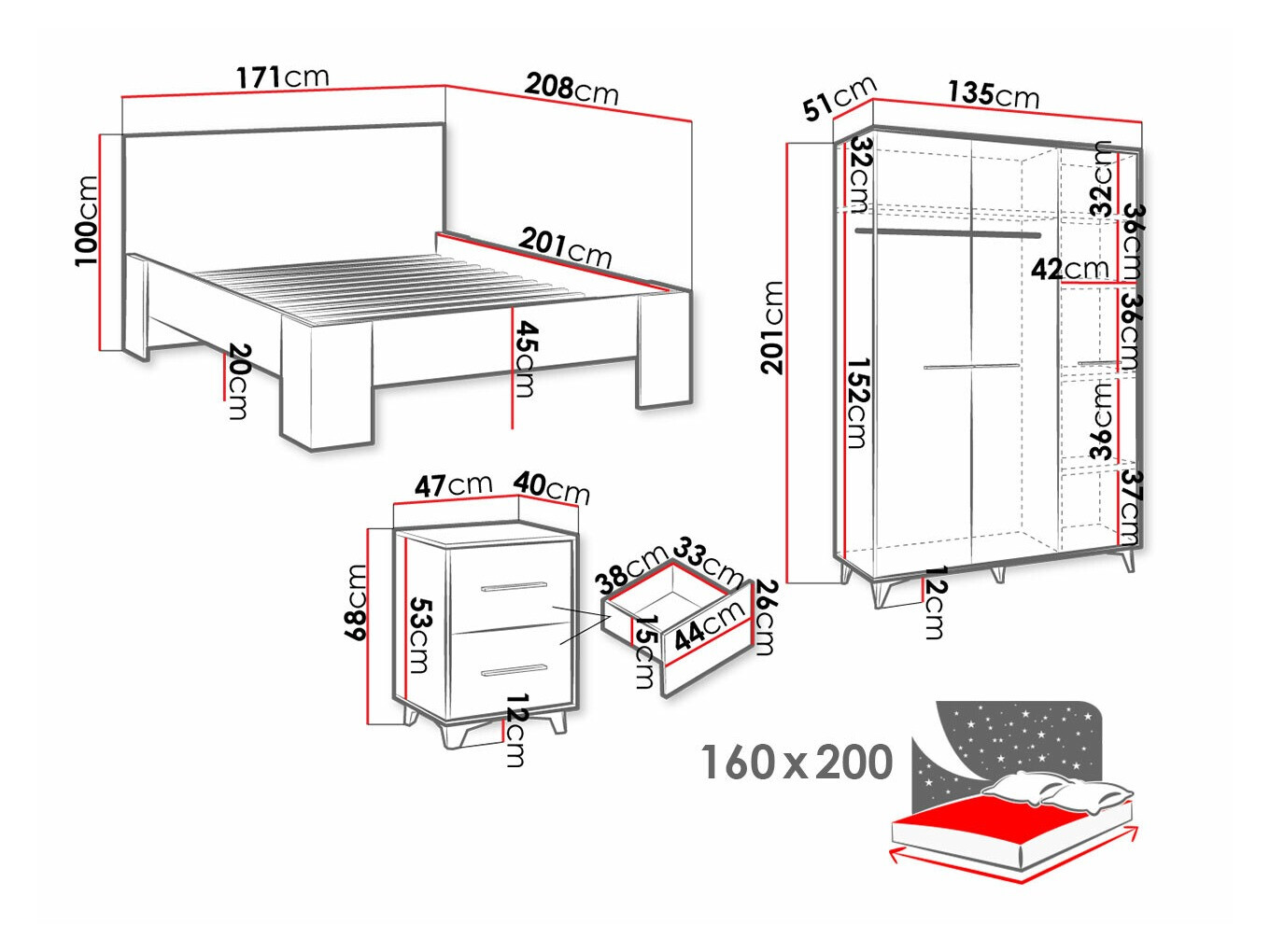 Guļamistabas komplekts Avimora 120