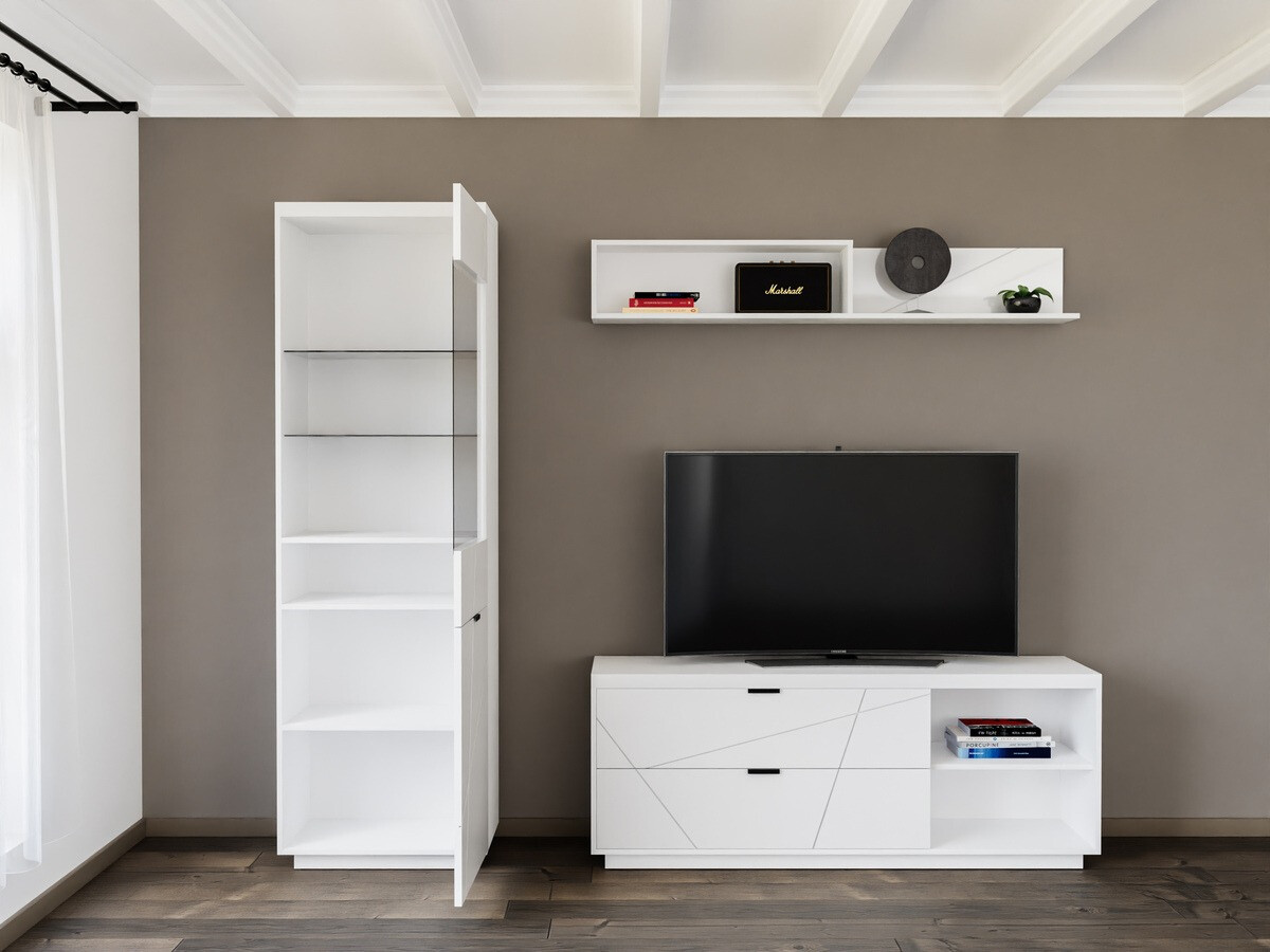 Набор для гостиной Fivale 113 (Глянцевый белый + Белый)