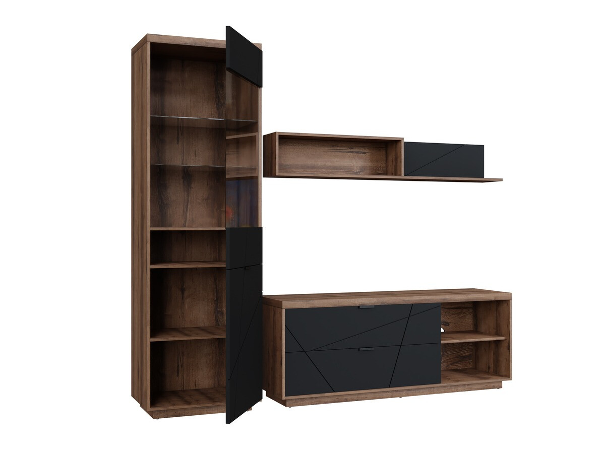 Набор для гостиной Fivale 113 (Темный дуб делано + Матовый черный)